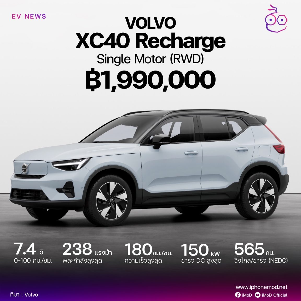 Volvo เปิดขาย Volvo C40 และ XC40 Recharge Pure Electric รุ่นขับเคลื่อน ...