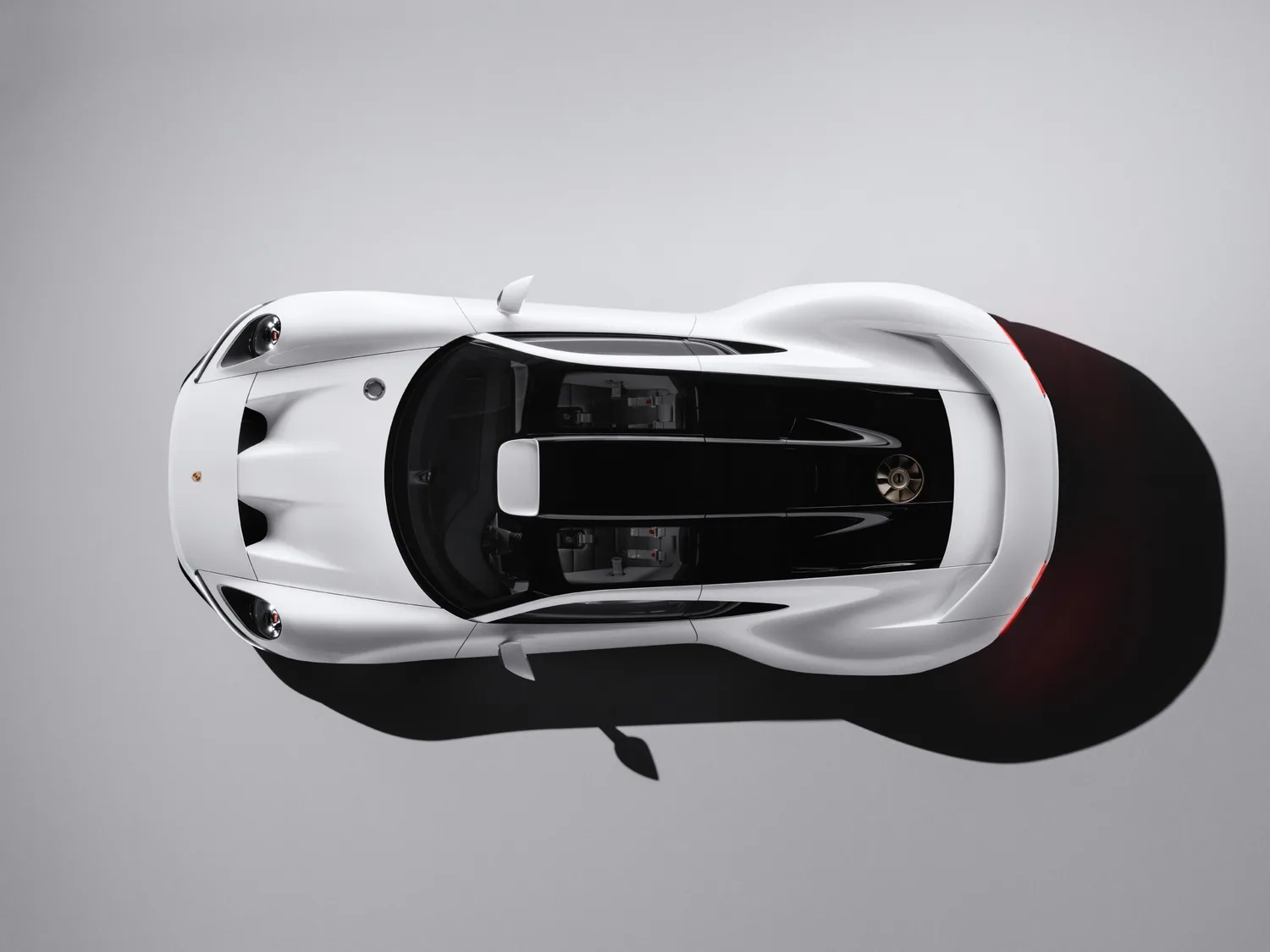 มุมมองด้านบน Top View ของ Porsche Mission S เผยเส้นสายหลังคาและช่องระบายความร้อน
