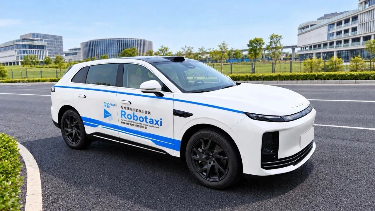 รถยนต์ไร้คนขับ Chery Robotaxi สีขาว