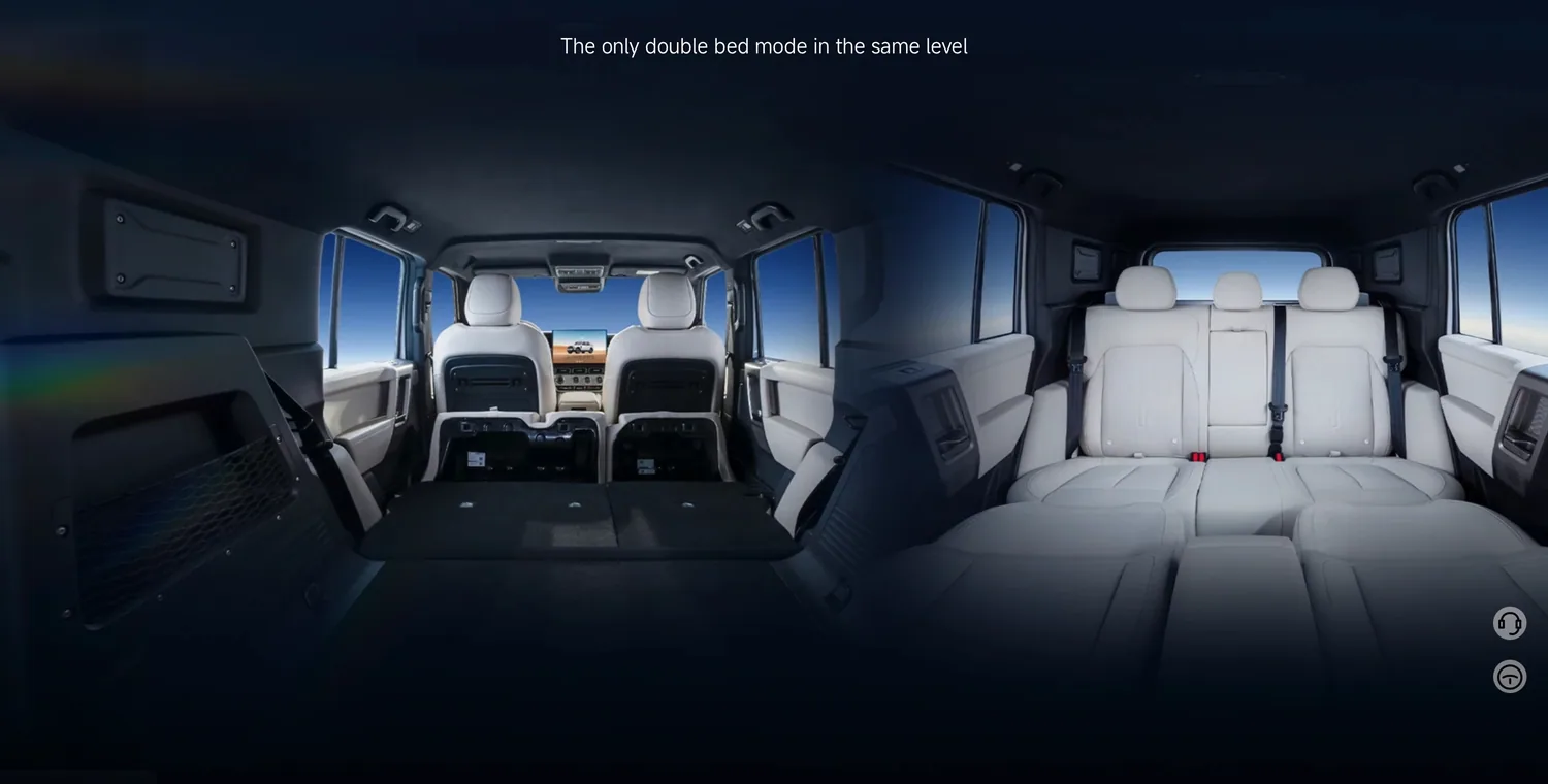 ห้องโดยสารตอนหลังปรับพับเบาะ Double Bed Mode ใน iCAUR V25